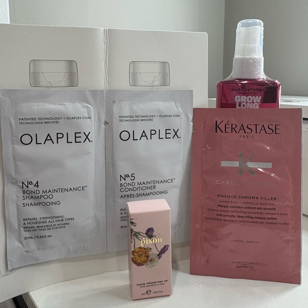 Hair Care Bundle! Olaplex 20mL, Kérastse 15mL, Marc Anthony 30mL, Gisou 5mL, NEW